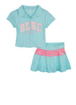 Girls Bebe Foil Graphic Polo And Skater Skirt, ,