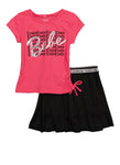 Girls Bebe Foil Graphic Tee And Skater Skirt, ,