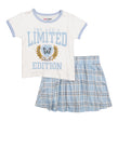 Girls Limited Edition Graphic Tee And Pleated Skort, ,