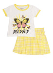 Girls Blessed Butterfly Graphic Tee And Pleated Skort, ,