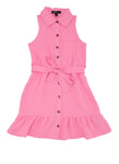 Girls Belted Collared Sleeveless Shift Dress by Rainbow Shops