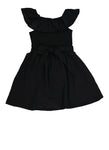 Girls Belted Fitted Off the Shoulder Sleeveless Smocked Fit-and-Flare Tie Waist Waistline Skater Dress/Midi Dress