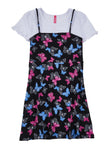 Girls Animal Print Ribbed Square Neck Knit Short Sleeves Sleeves Sleeveless Spaghetti Strap Midi Dress
