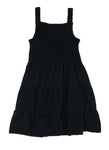 Girls Knit Smocked Square Neck Open-Back Tiered Sleeveless Tank Midi Dress