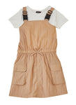 Girls Nylon Pocketed Square Neck Sleeveless Midi Dress