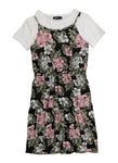 Girls Tiered Short Sleeves Sleeves Sleeveless Spaghetti Strap Floral Print Crew Neck Knit Midi Dress