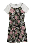 Girls Knit Short Sleeves Sleeves Sleeveless Spaghetti Strap Tiered Crew Neck Floral Print Midi Dress