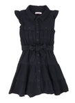 Toddler Tie Waist Waistline Knit Tiered Belted Collared Sleeveless Shirt Skater Dress/Midi Dress