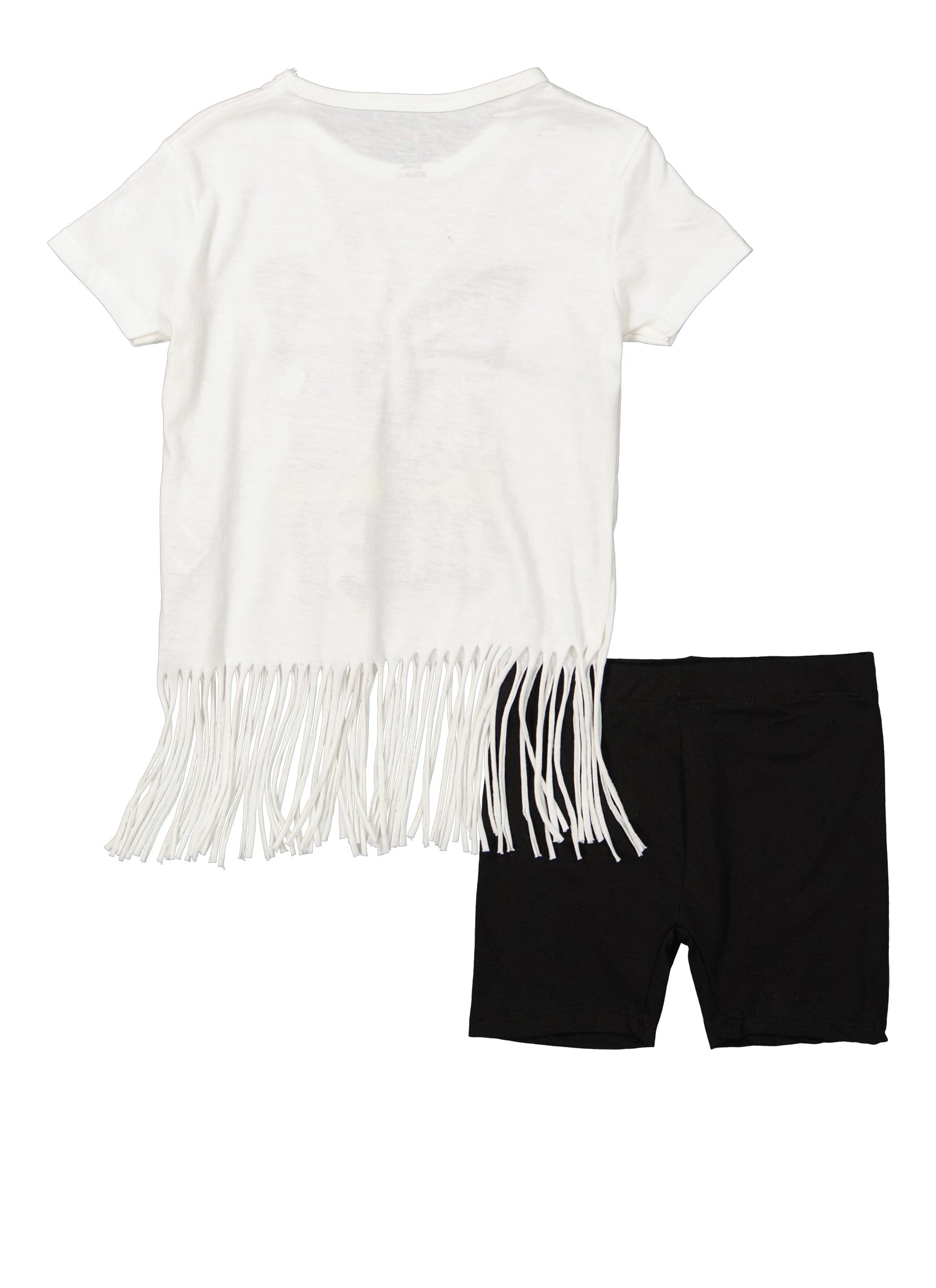 Little Girls Dream Big Queen Butterfly Fringe Tee and Shorts, White, Size 4