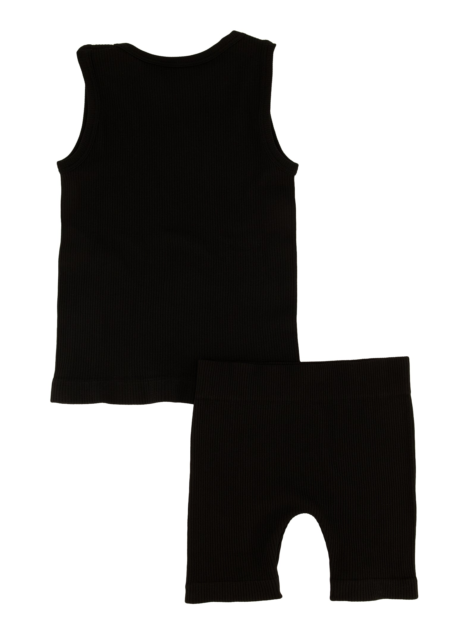 Little Girls Seamless Tank Top and Bike Shorts Set, Black, Size 4