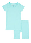 Girls Seamless Ribbed Short Sleeve Top And Biker Shorts, ,