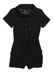 Girls Collared Knit Short Sleeves Sleeves Elasticized Waistline Romper