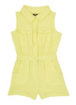 Girls Collared Button Front Sleeveless Knit Romper