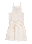 Girls Tie Waist Waistline Sleeveless Smocked Square Neck Knit Belted Romper