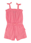 Girls Sleeveless Square Neck Knit Romper With a Bow(s)