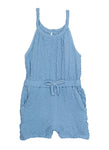 Girls Crew Neck Button Closure Sleeveless Knit Romper