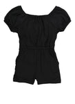 Girls Puff Sleeves Short Sleeves Sleeves Knit Bateau Neck Romper