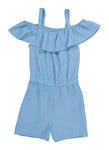 Little Girls Textured Knit Cold Shoulder Romper, ,