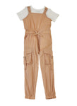 Girls Square Neck Sleeveless Pocketed Nylon Jumpsuit