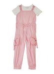 Little Girls Parachute Cargo Jumpsuit With Tee, ,