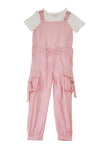 Girls Sleeveless Pocketed Square Neck Nylon Jumpsuit