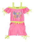 Little Girls Queen Vibes Cold Shoulder Romper, ,