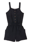 Girls Square Neck Sleeveless Knit Elasticized Waistline Romper