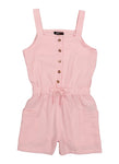 Girls Square Neck Elasticized Waistline Knit Sleeveless Romper