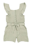 Girls Square Neck Tie Waist Waistline Sleeveless Belted Knit Romper