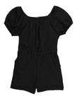 Girls Puff Sleeves Short Sleeves Sleeves Bateau Neck Knit Romper