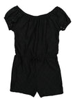 Girls Bateau Neck Elasticized Waistline Puff Sleeves Short Sleeves Sleeves Romper With Ruffles