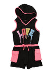 Girls Love Cargo Pocket Hooded Romper, ,