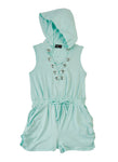 Girls Lace-Up Ruched Sleeveless Knit Romper