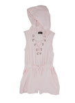 Girls Lace-Up Ruched Knit Sleeveless Romper