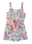 Girls Tie Dye Print Sleeveless Scoop Neck Romper