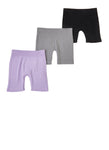 Little Girls Basic Seamless Ribbed Knit Biker Shorts 3 Pack, ,
