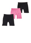 Little Girls Basic Ribbed Knit Seamless Biker Shorts 3 Pack, ,