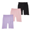 Girls Seamless Ribbed Biker Shorts 3 Pack, ,