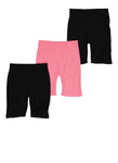 Girls Solid Ribbed Biker Shorts 3 Pack, ,