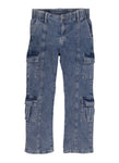 Girls Vip Acid Wash Wide Leg Cargo Jeans, ,