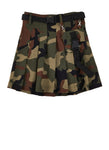 Girls Camouflage Belted Pleated Skirt, ,