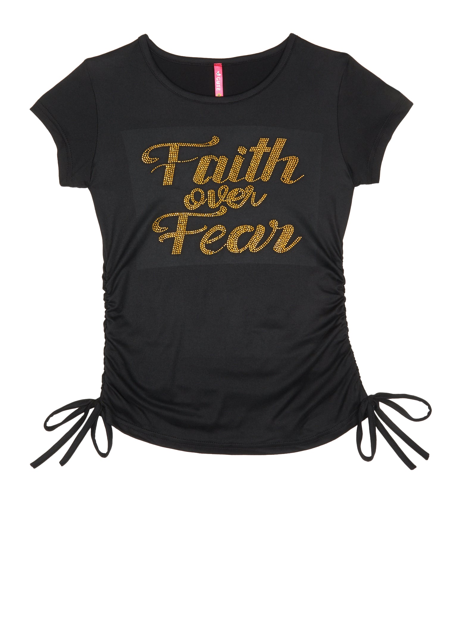 Girls Rhinestone Faith Over Fear Tee,