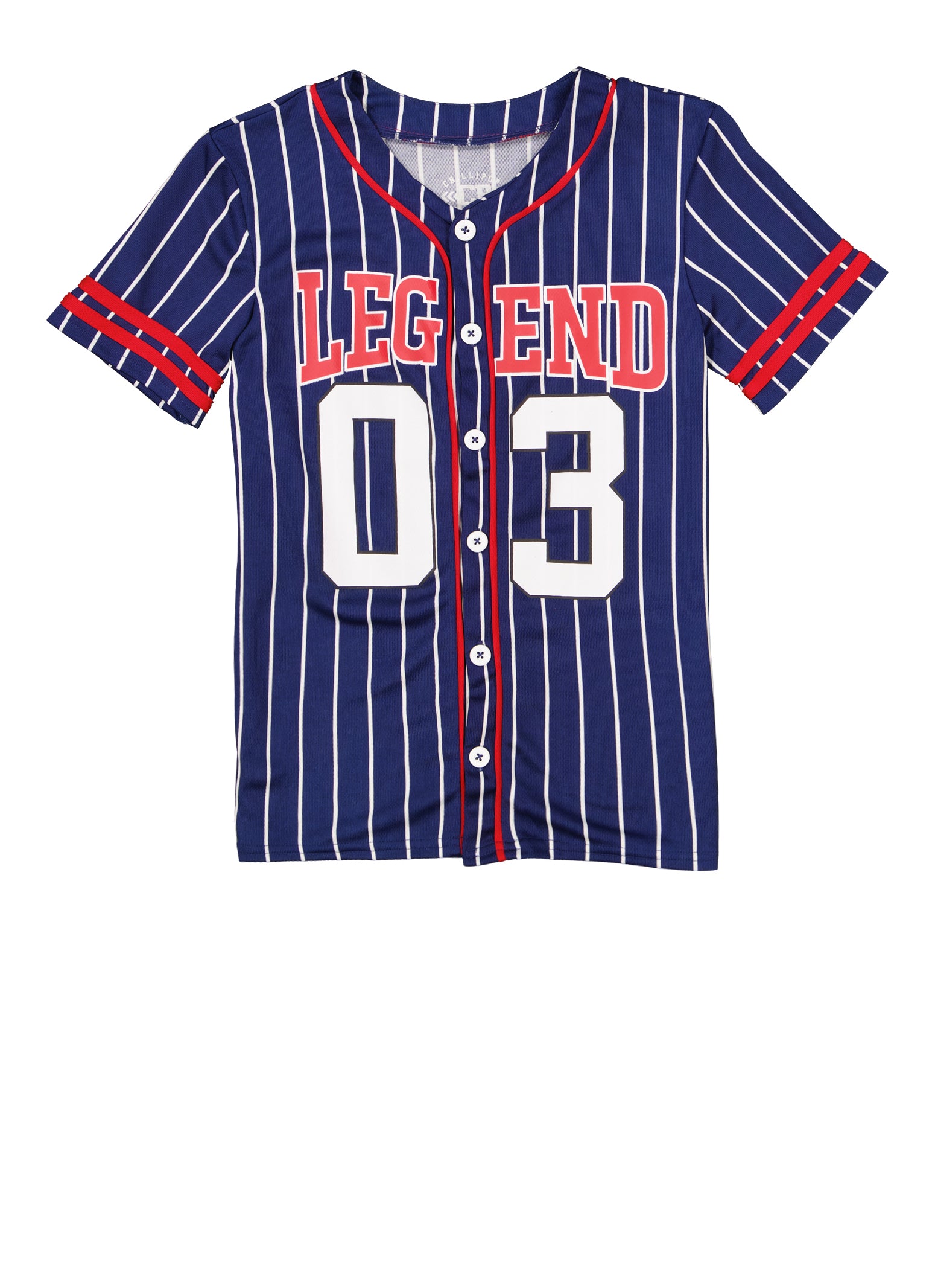 Little Boys Striped Legend 03 Graphic Baseball Jersey, Blue, Size 5-6