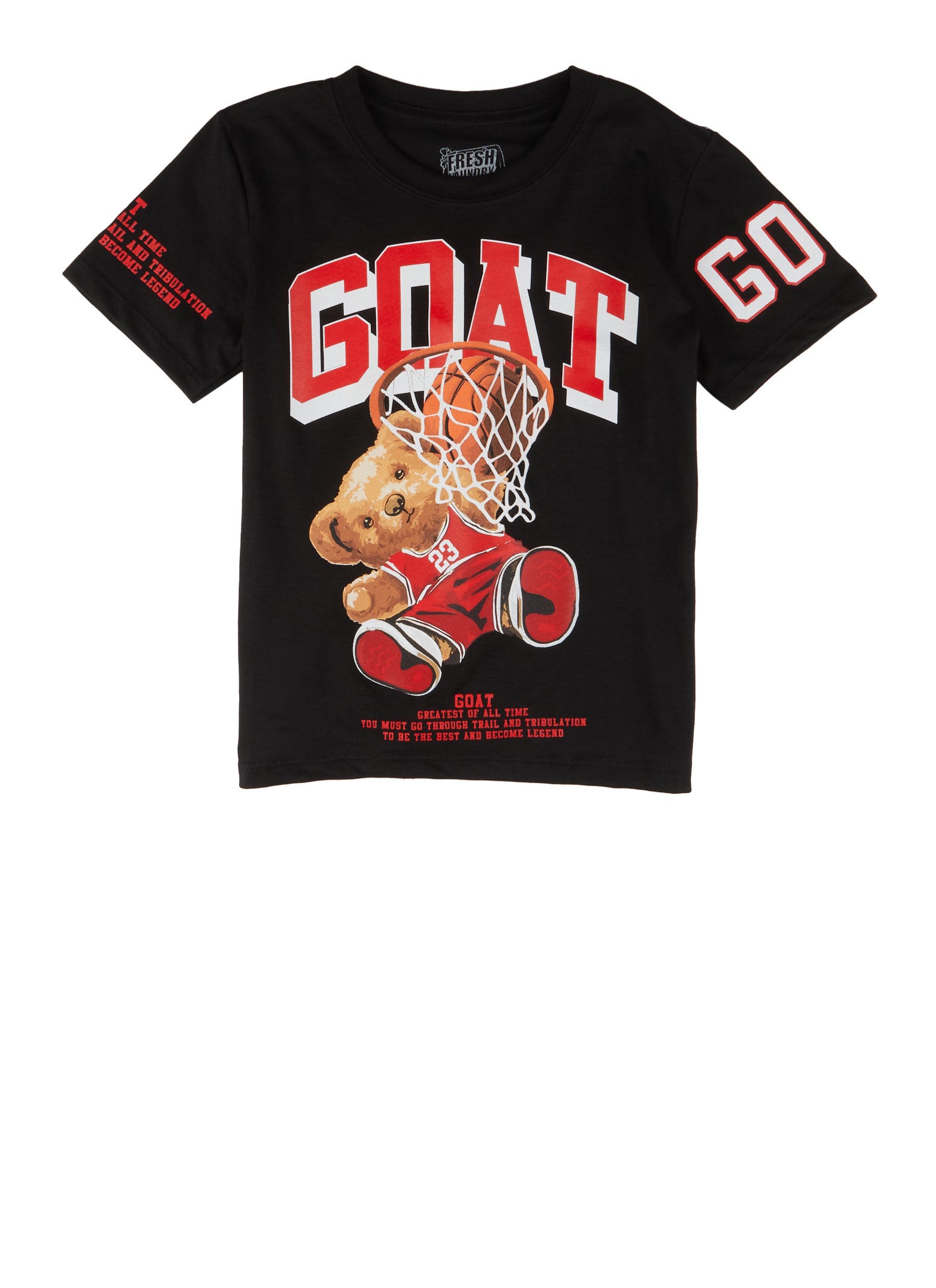 Little Boys Goat Bear Graphic Tee, Black, Size 7