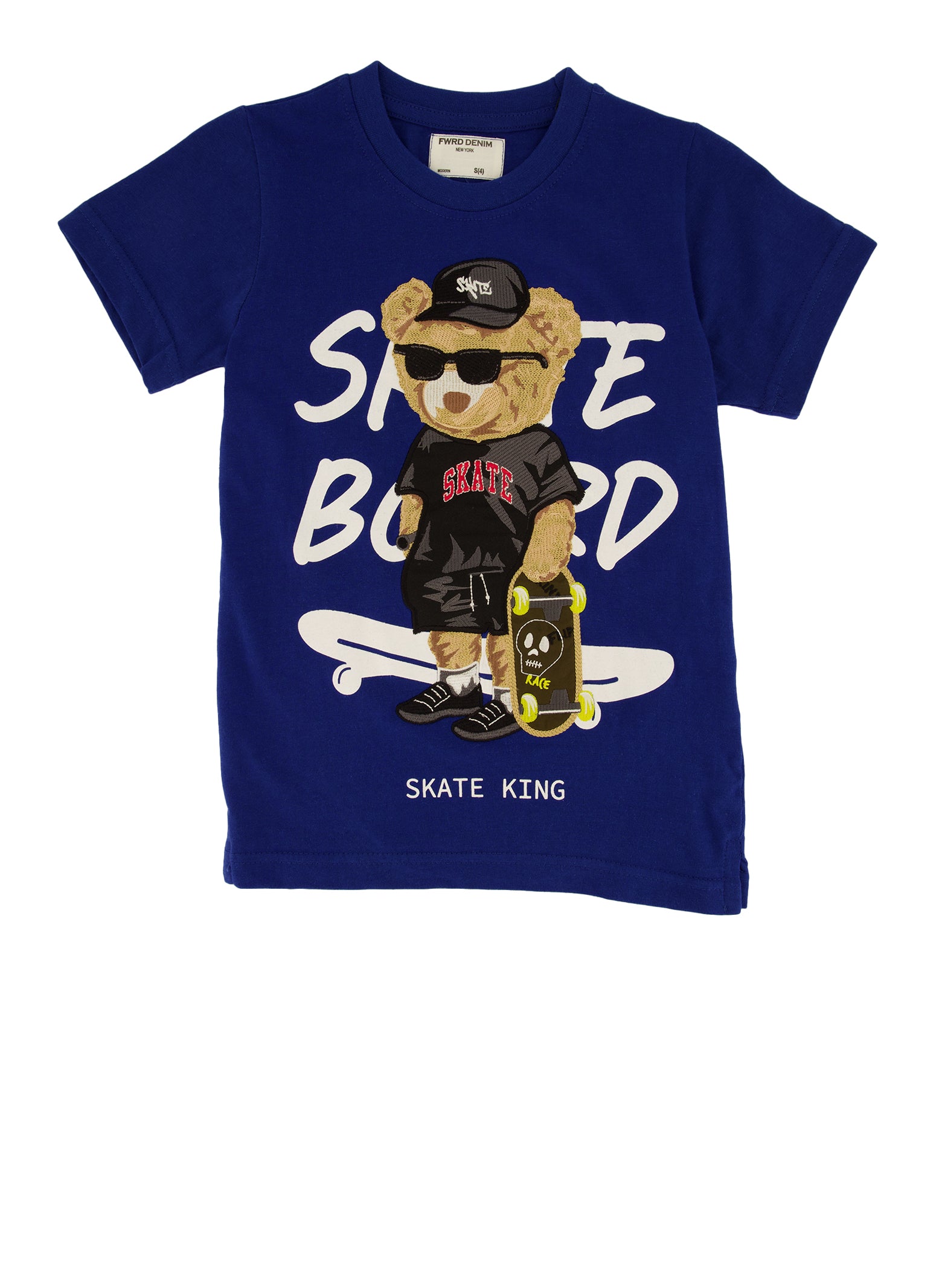 Little Boys Skate King Embroidered Graphic Tee, Blue, Size 7