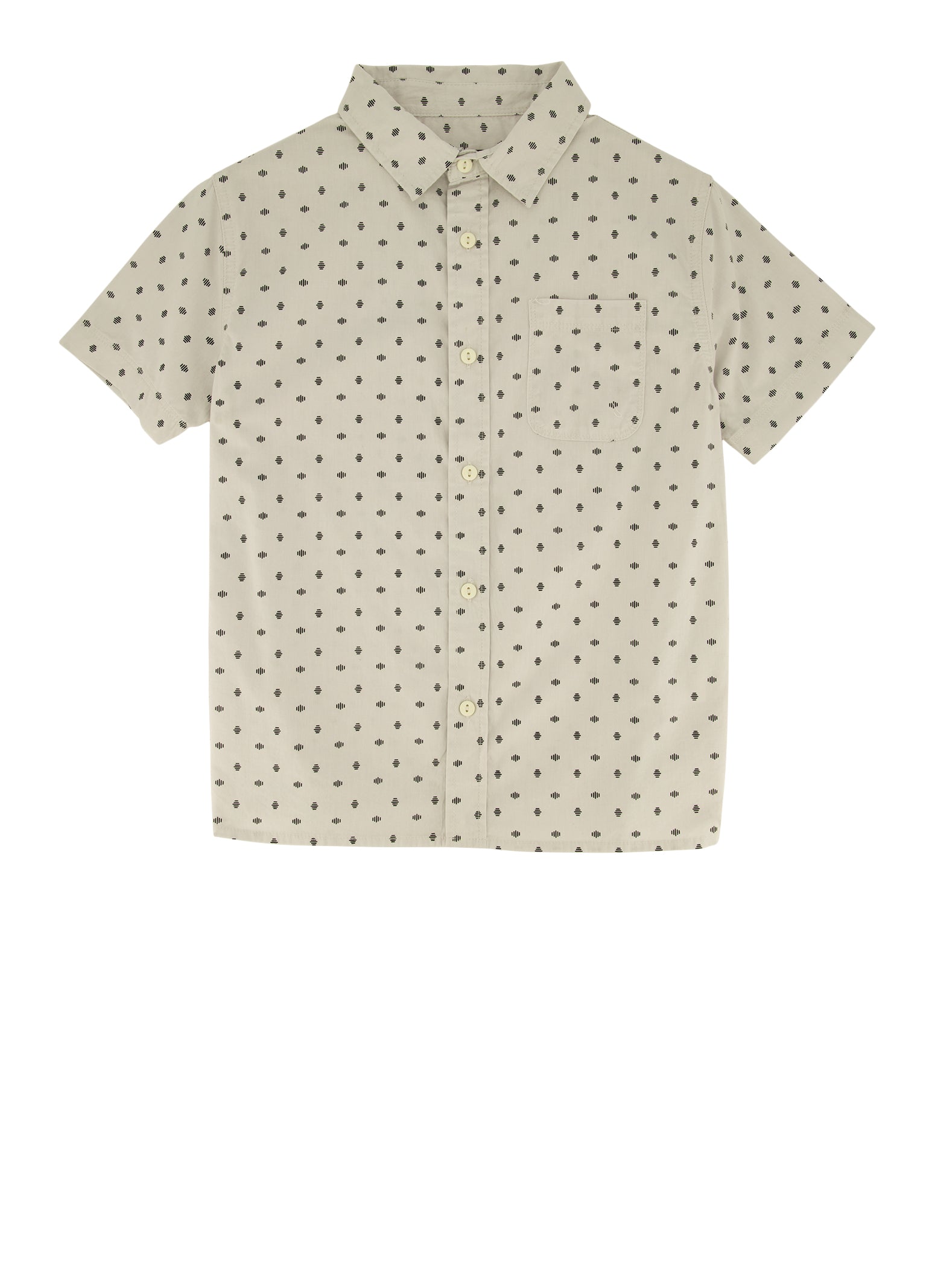 Boys Printed Pocket Detail Button Front Shirt, Grey, Size 8
