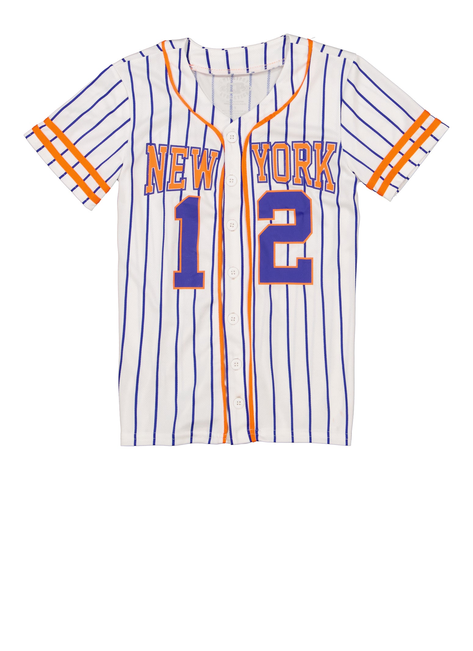 Boys Varsity Striped New York Graphic Baseball Jersey, White,