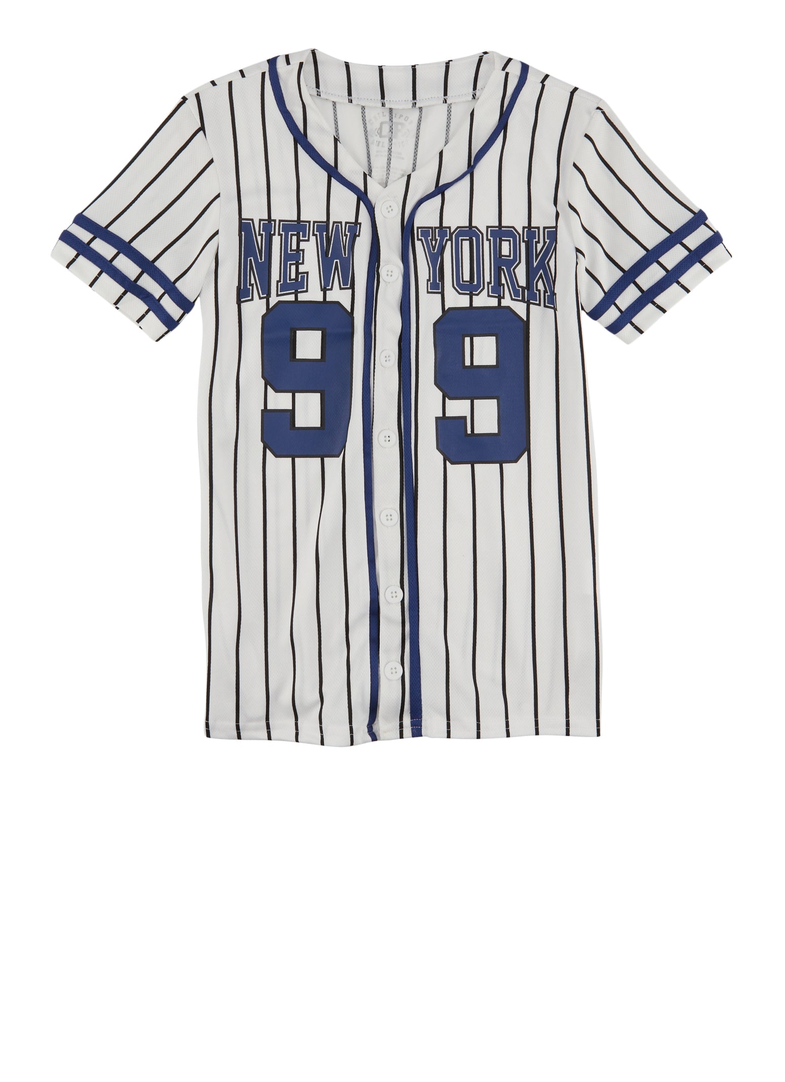 Boys Varsity Striped New York Graphic Baseball Jersey, White,