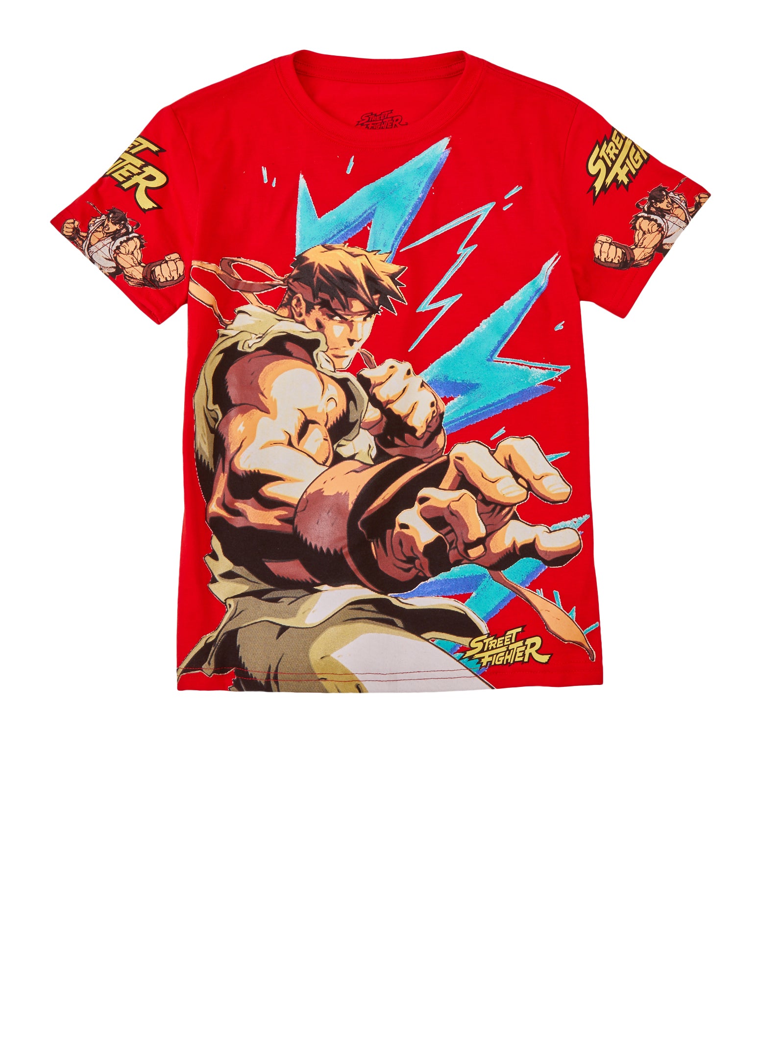 Boys Street Fighter Graphic Crew Neck Tee, Red, Size XL