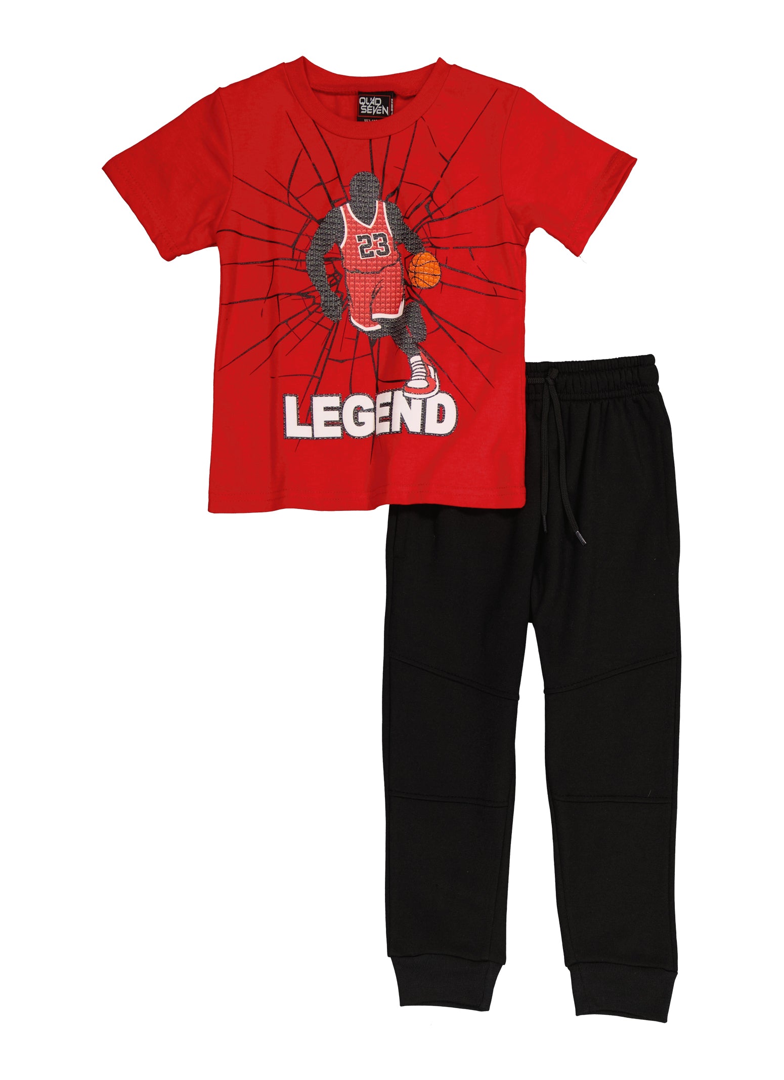 Little Boys Legend Graphic Tee and Joggers, Red, Size 4